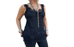 Gold Hawk Megan Lace Tank Top In Black
