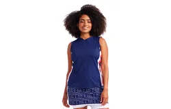 Tech Hoodie Sleeveless Top - Navy Blue