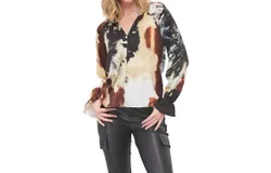 Lola & Sophie Stormy Kerri Blouse In Brown