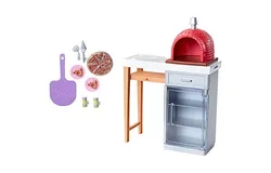 Conjunto de Muebles de Barbie para Exteriores con Horno de Pizza de Ladrillo&comma; M&aacute;s Comida y Piezas de Servicio