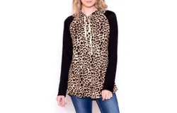 Chris & Carol Soft Leopard Hoodie In Brown&sol;black