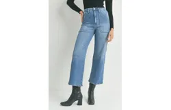 Just Black Denim Ibbie Cargo Wide Leg Pants In Med Wash