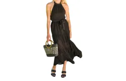 Cozy Casual Check Mate Maxi Dress In Black