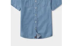 The Normal Brand Men&apos;s Chambray Short Sleeve Button Up In Medium Wash