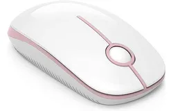 Wireless Mouse&comma; 2&period;4G Silent Mouse with USB Receiver&comma; 18 Month Battery Life&comma; 1600 high DPI Precision- Portable Computer Mice for Windows&sol;Mac&sol;Linux&comma; White & Pink