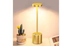 Lámpara de mesa sin cable&comma; lámpara de escritorio portátil&comma; 3 colores regulable para restaurante&comma; camping&comma; dormitorio&comma; comedor&comma; exterior