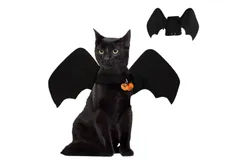 Pet Dog Cat Halloween Costume Bat Wings Pumkin Bell Foldable Solid Color Holiday Party Pet Apparel Clothes