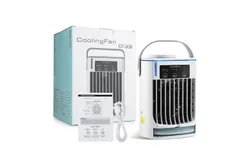 Portable Air Conditioner&comma; USB Rechargeable Evaporative Air Cooler Humidifier&comma; 3 Speeds Personal Air Cooler&comma; Small Desk Mist Fan for Bedroom&comma; Office&comma; Outdoor