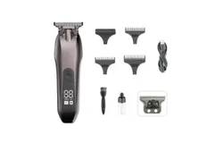 Men&apos;s Hair Clipper&comma; Hair Clipper Professional Electric Trimmer with LED Screen Washable Rechargeable Men&apos;s Strong Steel Head &lpar;Color&colon; Gray&rpar;