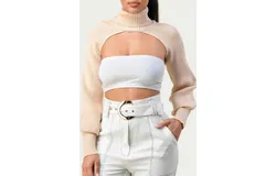 The Sang Turtleneck Arm Warmer In Beige