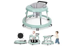 Baby Walker Foldable with 9 Adjustable Heights&comma; Baby Walkers and Activity Center for Boys Girls Babies 6-12 Months&comma; Baby Walker and Bouncer Combo with Wheels Portable Anti-Rollover