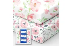 Baby Crib Sheets Girl&comma;  Premium Soft Crib Mattress Sheet&comma; Ultra Breathable Floral Crib Sheet Fitted&comma; Super Stretchy Jersey Cotton Crib 28" x52&bsol;u2018&OpenCurlyQuote;x9&apos;&apos; Extra Deep Pocket