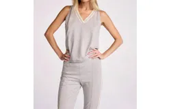 Sundays East Tennis Pullover Top In Fog Heather Grey