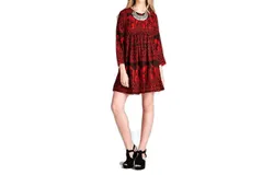 Velzera India Print Dress In Red