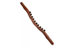 Eight-bead and ten-bead beech wood rolling stick for massage&comma; body massage&comma; general beauty salon scraping&comma; back meridian opening&comma; tendon rolling stick and health stick &lbrack;Carbonized 10 Beads&rsqb; Massage Gua Sha Stick