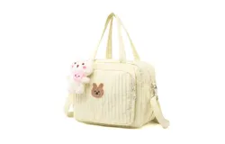 Diaper Bag Tote&comma;Baby Doll Changing Bag&comma; Large Capacity Baby Diaper Tote Bag&comma;Diaper Bag Travel Nappy Tote Bag&comma;Baby Doll Changing Bag&comma;Cute Doll Zipper Baby Doll Diaper Bag with Strap & Handle-Light Yellow