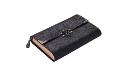 Handmade Embossed Pattern Soft Leather Journal Travel Notebook with lock and Key Diary Notepad Kraft Paper for Travelers Business Sketching & Writing
