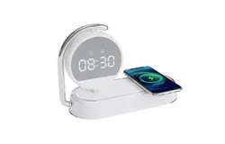 Desktop clock alarm clock wireless charge nightlight lamp Mobile phone headset 3-in-1 wireless charger
