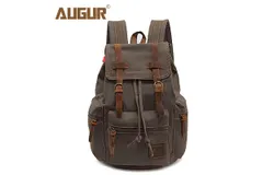 AUGUR High Capacity Canvas Vintage Backpack - for School College Hiking Travel ，Large&comma;GREEN