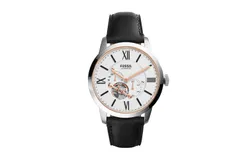 Reloj Fossil Hombre &vert; Coleccion Townsman &vert; Modelo ME3104 &vert; Caja Redonda &vert; Ø 44mm Acero inoxidable &vert; Cierre Hebilla &vert; Movimiento Cuarzo &vert; Dial Negro &vert; Cristal Mineral &vert; Correa Cuero Negro &vert; 50m &sol; 5 ATM &vert; Línea Automático