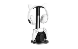 PS5 Elite Grip Charger&comma; PS5 Grip Charging Dock with Headset Holder Removable Colored Lights Desktop Display