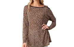 Blumin Shimmering Leopard Top In Brown