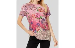 Johnny Was Loose Fit Tee In Pink Lace
