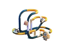 Electric Steam Spaceship Train Set — Kids&apos; Car Track Set with 72-Piece Puzzle Racers&comma;Blue