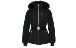 Michael Michael Kors Women&apos;s Black Scuba Stretch Belted Active Coat