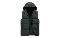 Hooded quilted vest autumn winter sleeveless jacket casual vest men&apos;s transition vest 4XL green