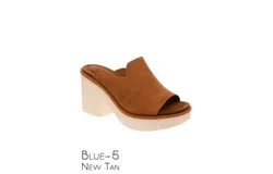 Pierre Dumas Blue 5 Microsuede Open-Toe Mule Platform In New Tan