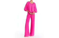 Amanda Uprichard Abra Chiffon Top In Hot Pink