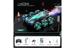 RC Cars 6WD Drift Stunt&comma;Remote Control Car for Boys Age 6-12&comma;360° Rotating Spray Car for Gifts Six rounds of music spray car &lbrack;green&rsqb; single remote control