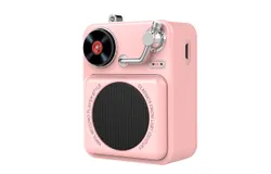 Mini Bluetooth Speaker&comma; Button Portable Compact Cute Wireless Speaker&comma; Rechargeable HiFi Loud Audio Speaker&comma; Portable Sound&comma; Classic Retro Decoration &lpar;Pink&rpar;