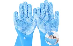Pet Grooming Gloves&comma; Heat Resistant Cat Bathing Gloves with High-Density Teeth&comma; Silicone Dog Bathing Gloves with Enhanced Five Finger Design&comma; Bathing and Massaging for Dogs and Cats