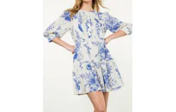 Thml Long Sleeve Floral Midi Dress In Cream