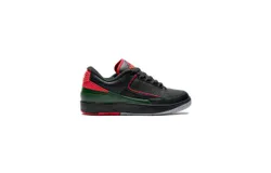 Jordan Men&apos;s 2 Retro Low Christmas Sneaker In Black&sol;fire Red&sol;cement Grey