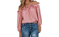 Shewin Ruffle My Feathers Blouse In Pink