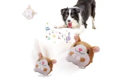 Active Moving Pet Plush Toy&comma; 2024 New Interactive Dog Toys for Small Medium Large Dogs&comma; Squeaky Self Moving Bouncing Dog Ball&comma; Automatic Rolling Washable Chewable Plush Puppy Toys &lpar;Hamster&rpar;