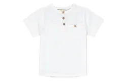 Me & Henry Boys Boardwalk Pique Henley Tee In White