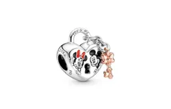 Pandora Women&apos;s Disney Minnie And Mickey Mouse Heart Padlock Charm In Silver
