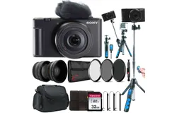Sony ZV-1F Vlogging Camera &plus; Transcend 32GB SDXC&sol;SDHC 300S Memory Card &plus; 40&period;5mm UV CPL ND8 Filter Kit &plus; Selfie Tripod Stick &plus; Case &plus; 40&period;5mm HD Telephoto Lens &plus; 40&period;5mm HD Wide Angle Lens &plus; Card Reader &plus; Cleaning Pen &plus; Lens Cap Holder &plus; Card Holder