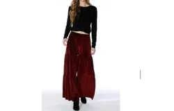 Bobi Wide Leg Shirred Pant Velvet In Wine