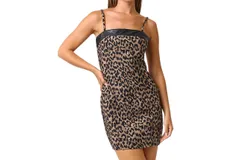 Blue Blush Wild At Heart Leopard Print Dress In Brown&sol;black
