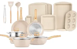 Bakken-Swiss 20-Piece Kitchen Cookware Set – Granite Non-Stick – Eco-Friendly – for All Stoves & Oven-Safe
