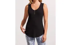 Tribal Cami Tank With Buttons In Black