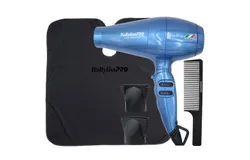 Babyliss Pro Nano Titanium Portofino 6600 Full-Size Hair Dryer&comma; Blue &num;BNT6610N &plus; BaByliss Pro Barberology Professional Cutting Cape BBCAPEMB &plus; BaBylissPRO Barberology 9 Inch Clipper Comb - Black