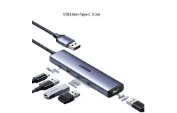 Ugreen USB3&period;0x4&plus;Type-C Aluminum alloy braid 0&period;5m