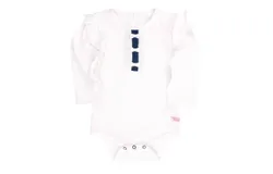 Rufflebutts Baby Girls Henley Flutter Onesie In White