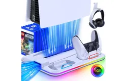 For PS5 Controller Charger Station Dock&plus;PS5 Vertical Cooling Fan Stand RGB Light &lpar;Refurbished&rpar;